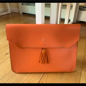 Boldrini Selleria Leather Clutch Purse Orange NWT